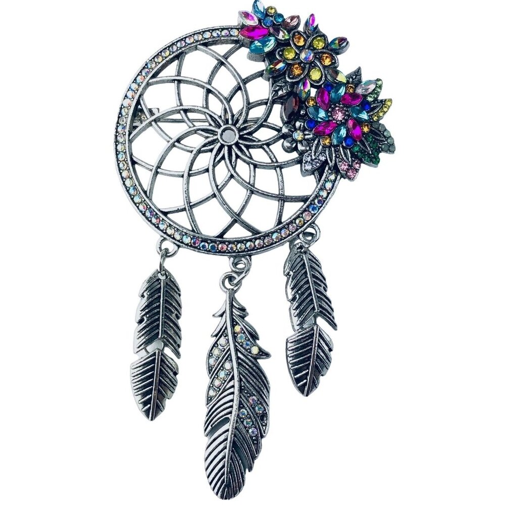 Rhinestone Dreamcatcher Dream Catcher Brooch Pin